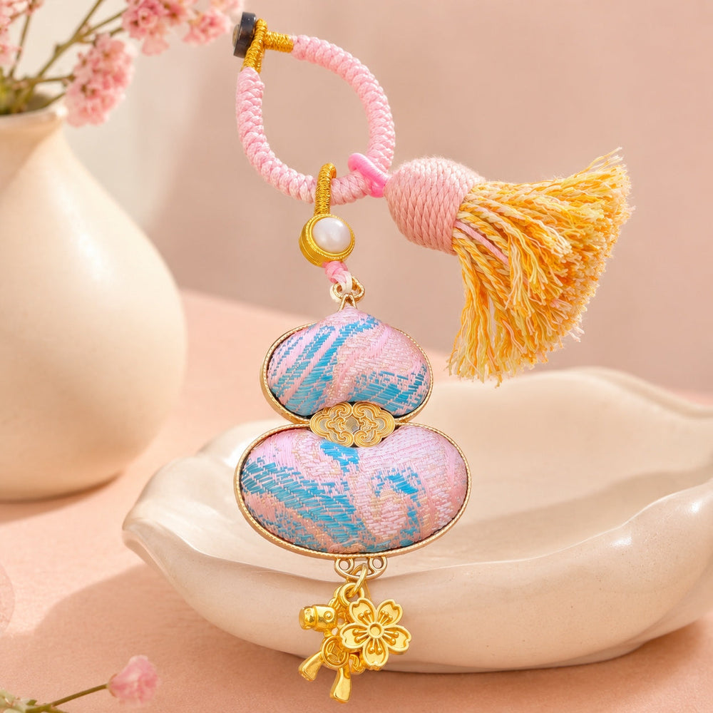 Lucky Gourd Brocade Cotton Tassel Hanging Charm