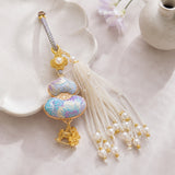 Lucky Gourd Brocade Pearl Tassel Hanging Charm