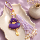 Lucky Gourd Brocade Pearl Tassel Hanging Charm