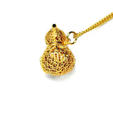 Sand Gold Enamel Dragon Pendant — Reversible Cloud Fortune Necklace