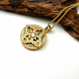Sand Gold Cross Mandala Pendant — Reversible Enamel Fortune Necklace