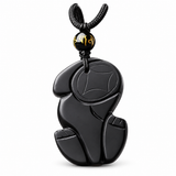 Natural Black Obsidian Pixiu Pendant — Feng Shui Wealth & Protection Amulet