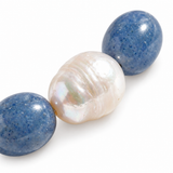 Natural Blue Aventurine & Freshwater Pearl Adjustable Bracelet — Elegant Healing Jewelry