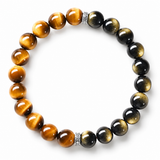 Natural Tiger's Eye & Golden Obsidian Bracelet — Mantra Protection Amulet