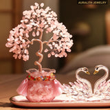 NaturalRose QuartzMoney TreeEntrywaySwanDecorOfficeHome DecorUniqueBirthday Gift
