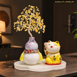 CitrineMoney TreeLucky CatGourdDecorLiving RoomEntrywayHome BlessingDecorationGrand OpeningHousewarmingGift