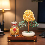 Natural Jade & Citrine Crystal Money Tree