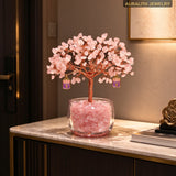 Natural Rose Quartz Money Tree | Love & Luxury Entryway Decor