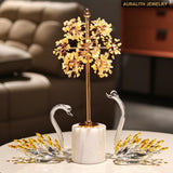 Natural Citrine Swan Crystal Money Tree