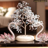 Jade & Aquamarine Swan Crystal Money Tree