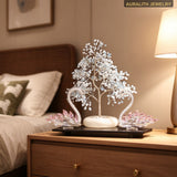 Jade & Aquamarine Swan Crystal Money Tree