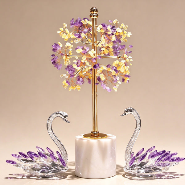 Natural Jade & Citrine Crystal Money Tree