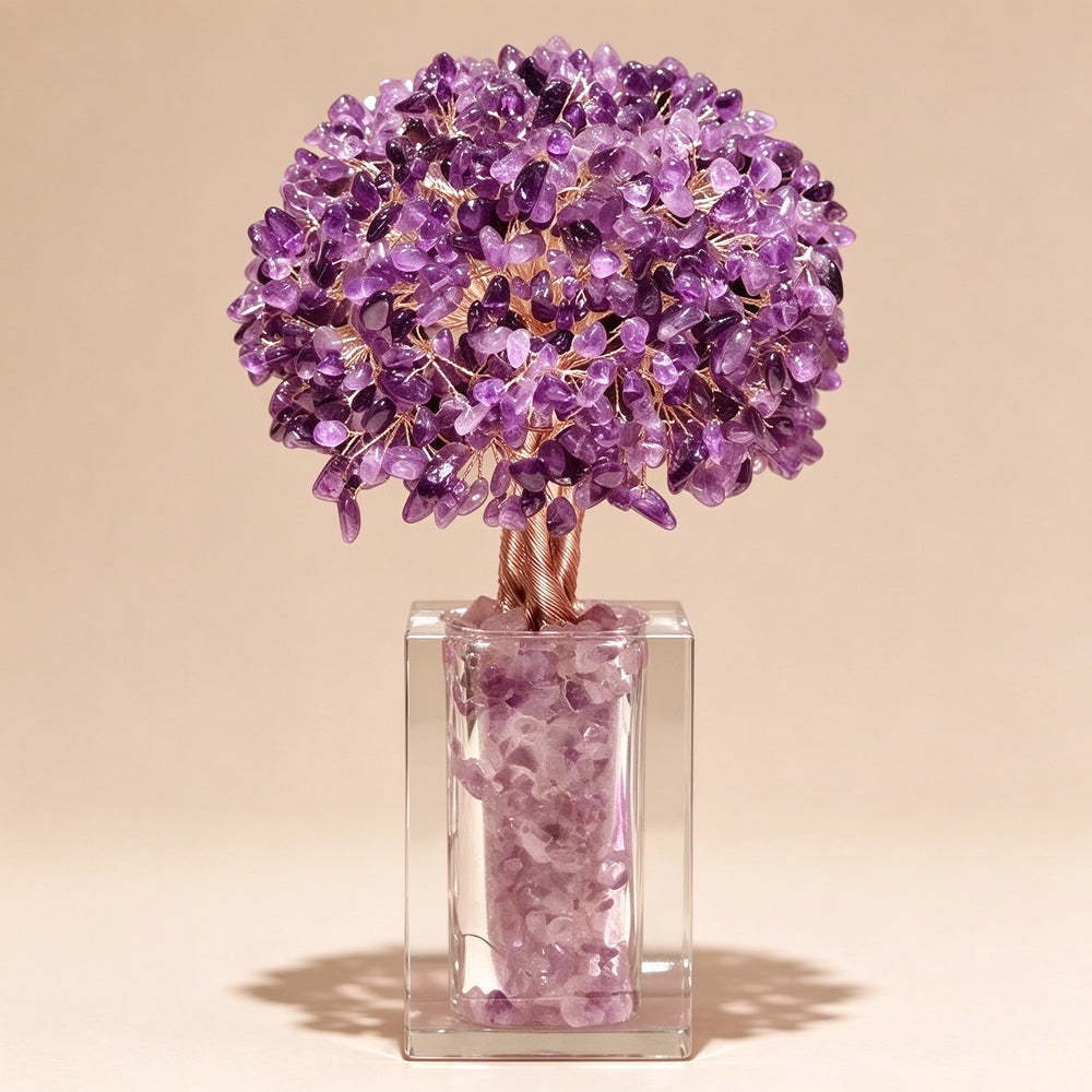 Natural Amethyst Swan Crystal Money Tree