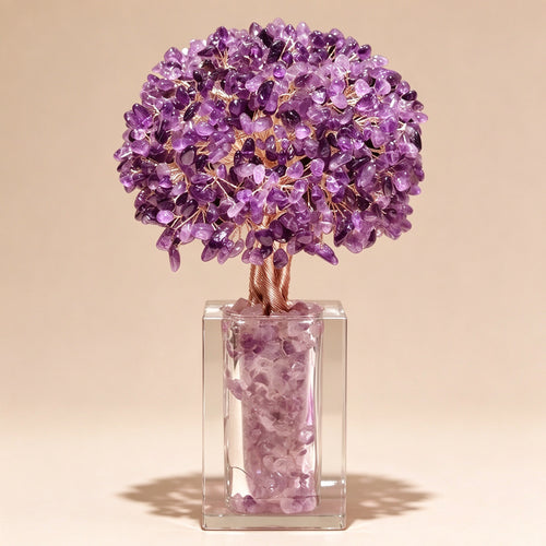 Natural Amethyst Swan Crystal Money Tree