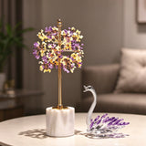 Natural Marble Amethyst Swan Crystal Money Tree
