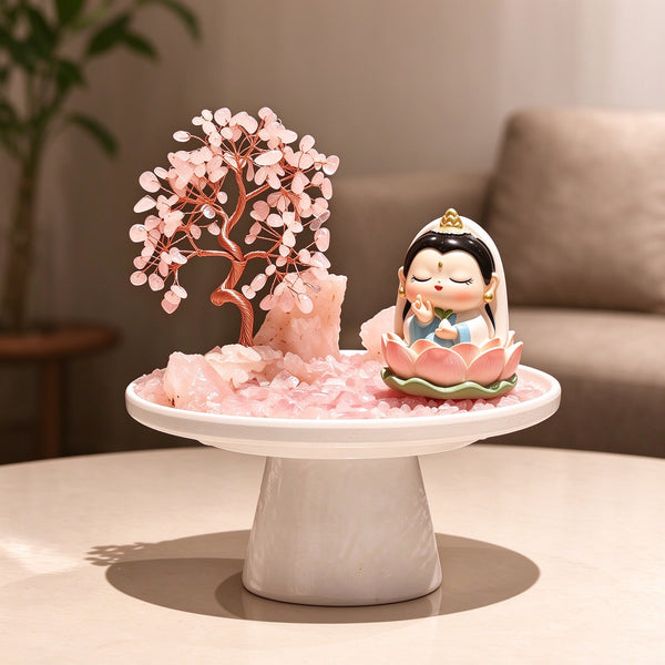 Natural Rose Quartz Crystal Money Tree