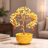 Natural Citrine Money Tree with Treasure Bowl | Light Luxury Premium Entryway Living Room Decoration Housewarming Gift