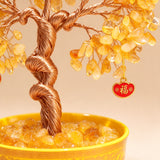 Natural Citrine Money Tree with Treasure Bowl | Light Luxury Premium Entryway Living Room Decoration Housewarming Gift