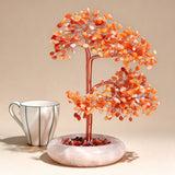 Jade & Red Agate Crystal Money Tree | Wealth Attracting Home Blessing Living Room Entryway Decoration Housewarming Gift