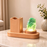 Natural Aventurine Crystal Night Light & Pen Holder | Unique Creative Desktop Decoration Teacher Gift