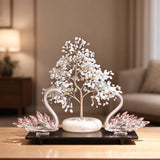 Jade & Aquamarine Swan Crystal Money Tree