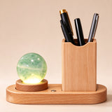 Green Fluorite Crystal Pen Holder with Custom Engraving | Unique Office Desktop Decoration Gift