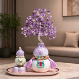 Amethyst Money Tree with Gourd | Fortune Home Blessing Entryway Decoration Housewarming Gift