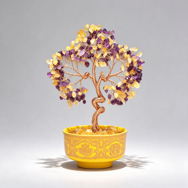 Amethyst Money Tree with Treasure Bowl | Premium Unique Living Room TV Stand Decoration Housewarming Gift