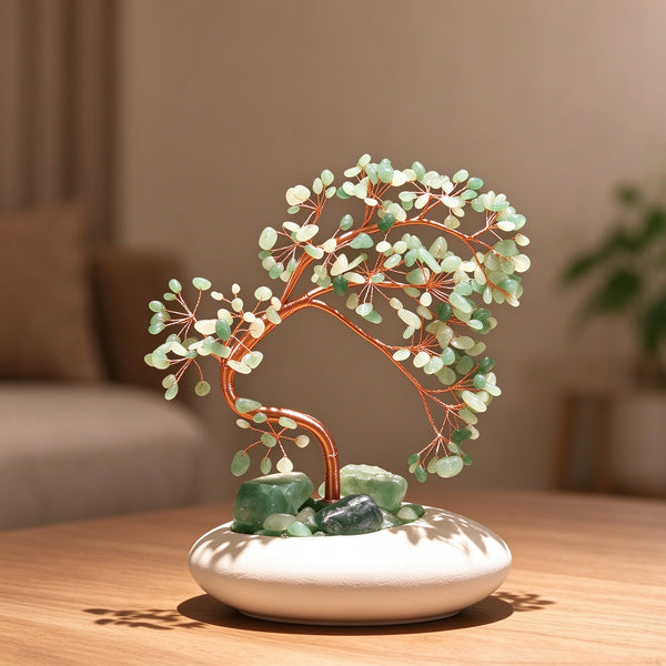 Natural Green Quartz Money Tree | Wealth Attracting Creative Living Room Entryway Decoration Grand Opening Gift