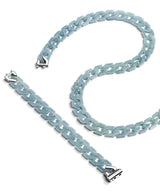 Hellblaues Gliederketten-Armband & -Halskette — Geometrisches Layering-Set