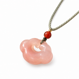 Peach Blossom Auspicious Cloud Quartzite Jade Pendant Necklace