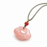 Peach Blossom Auspicious Cloud Quartzite Jade Pendant Necklace