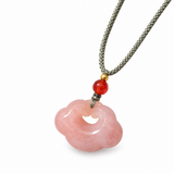 Peach Blossom Auspicious Cloud Quartzite Jade Pendant Necklace