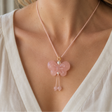 Peach Blossom Butterfly Quartzite Jade Pendant Necklace