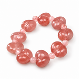 Peach Blossom Quartzite Jade Heart Bead Bracelet