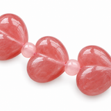 Peach Blossom Quartzite Jade Heart Bead Bracelet