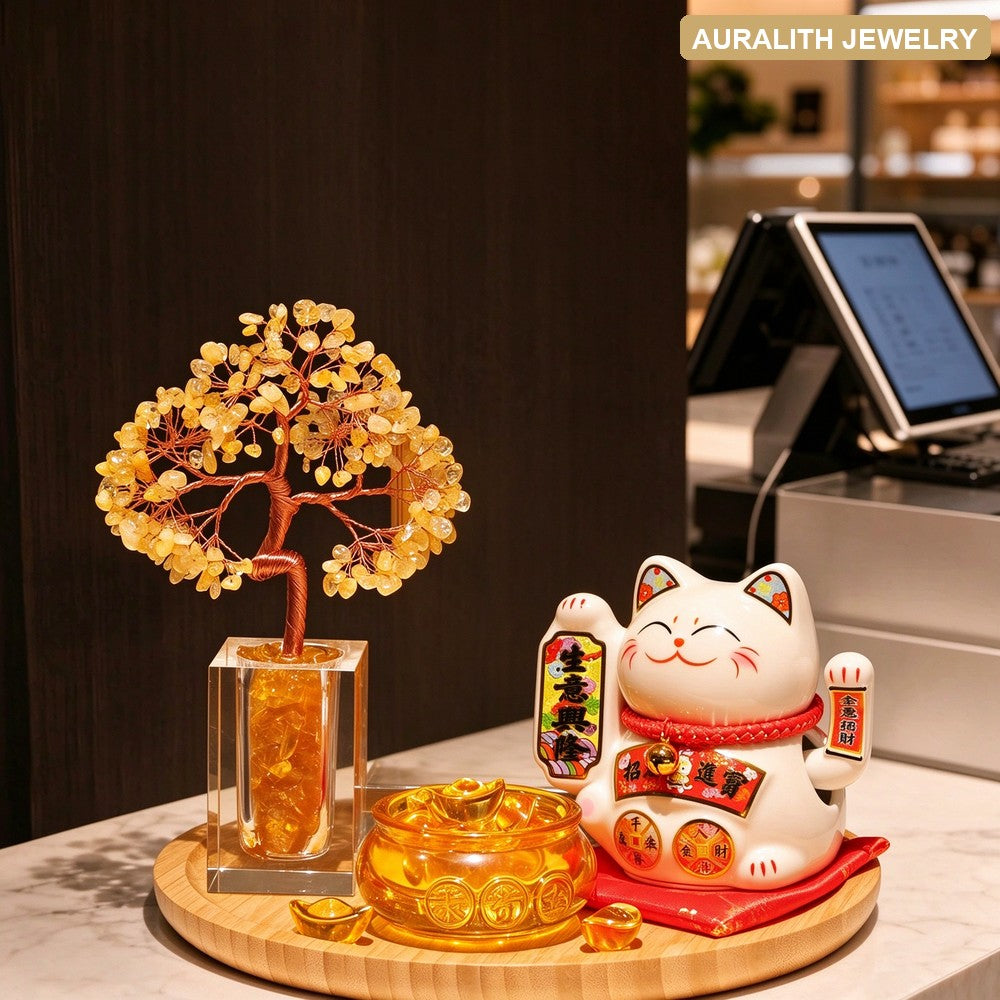 CitrineMoney TreeLucky CatDecorCash RegisterWealth AttractingDecorationBusinessGrand OpeningGift