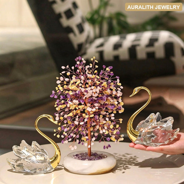 JadeRose QuartzMoney TreeLight LuxuryLuxurySwanDecorLiving RoomHome DecorGift
