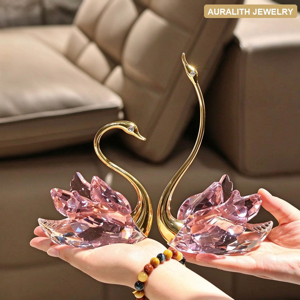 2026 New ArrivalLight LuxuryPremiumK9CrystalSwanDecorPairLiving RoomBedroomDecorationWeddingGift