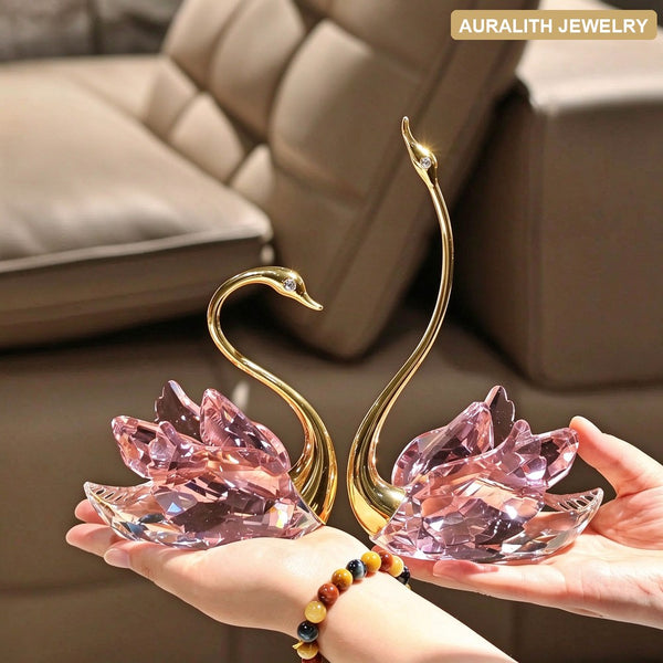 2026 New ArrivalLight LuxuryPremiumK9CrystalSwanDecorPairLiving RoomBedroomDecorationWeddingGift