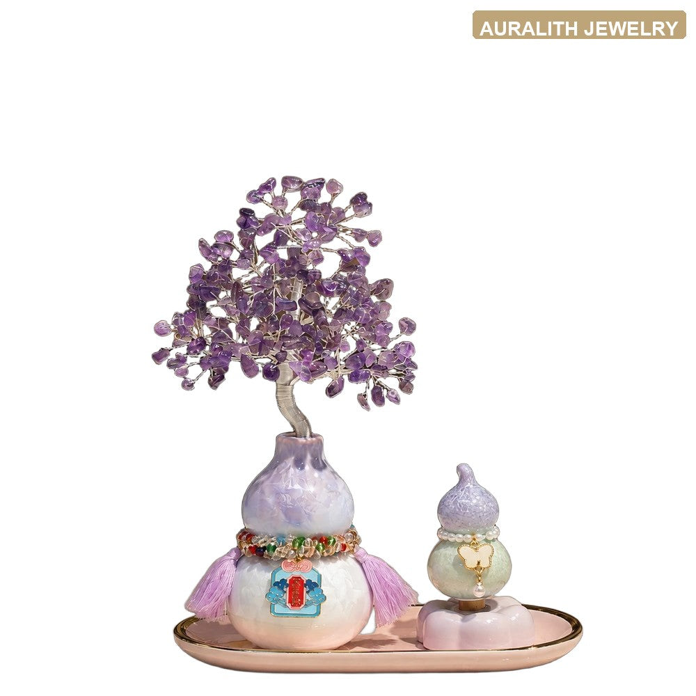 Amethyst Money Tree with Rotating Gourd