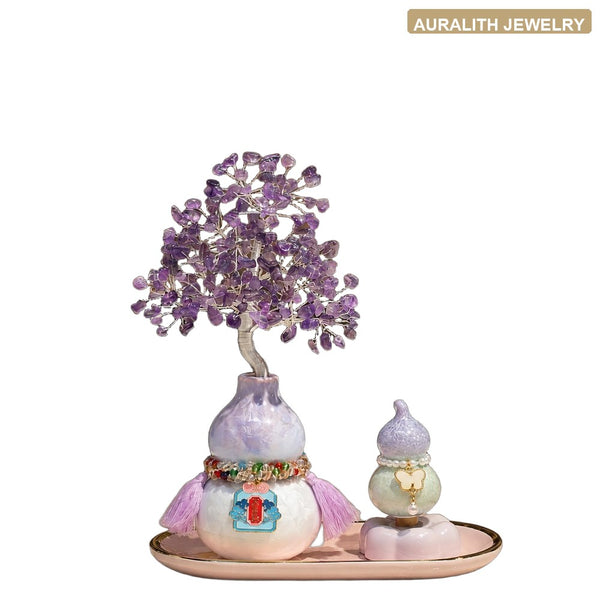 Amethyst Money Tree with Rotating Gourd