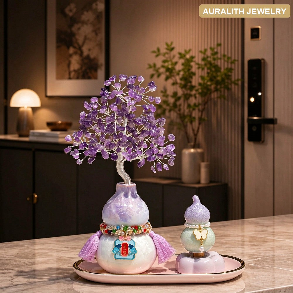 AmethystMoney TreeEntrywayHome DecorGourdHome BlessingDecorFortuneHousewarmingGift