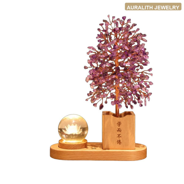 Amethyst Money Tree with Ambient Light - Gift for Her