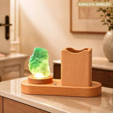 NaturalAventurineCrystalNight LightDesktopDecorationPen HolderDecorUniqueCreativeGift forTeacherGift