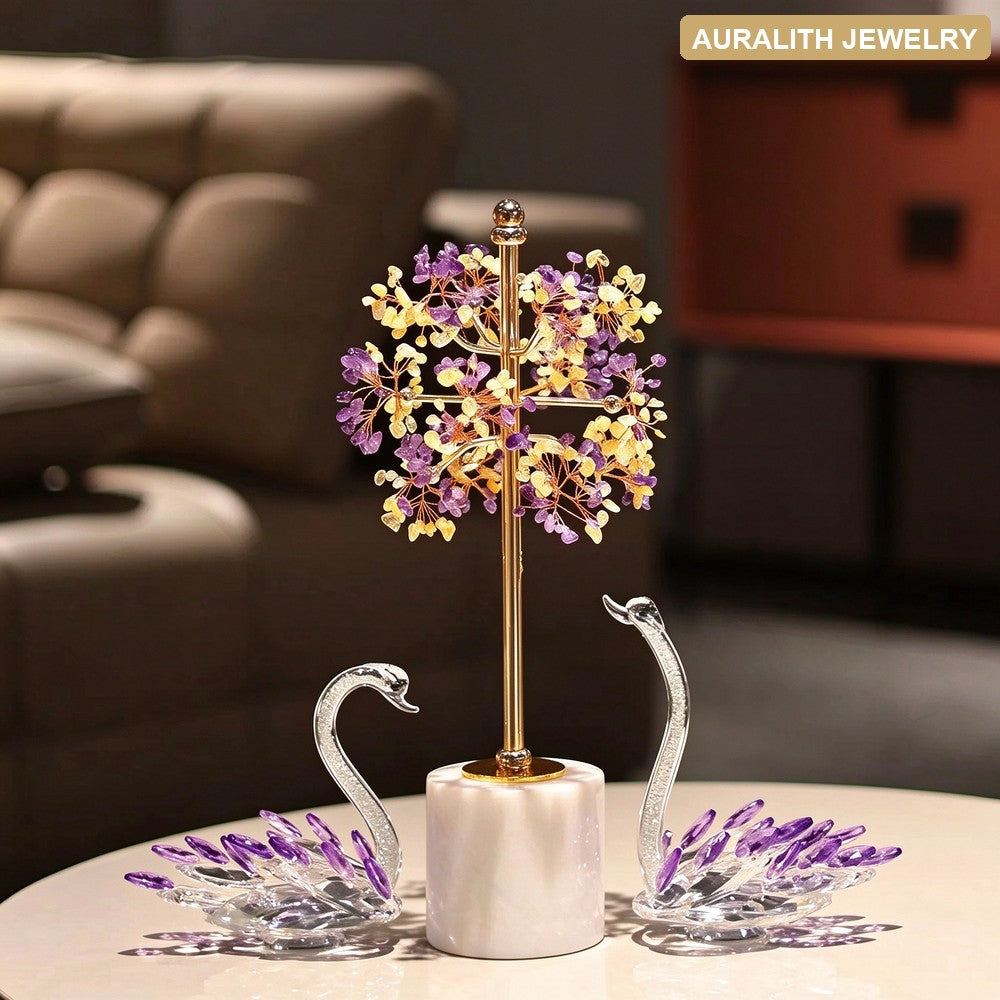 NaturalMarbleAmethystMoney TreeEntrywaySwanDecorLight LuxuryPremiumHome DecorHousewarmingGift