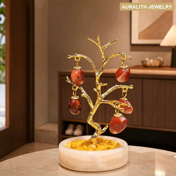 Red AgateCrystalMoney TreeWealth AttractingHome BlessingJadeDecorLiving RoomEntrywayLight LuxuryPremiumDecorationHousewarmingGift