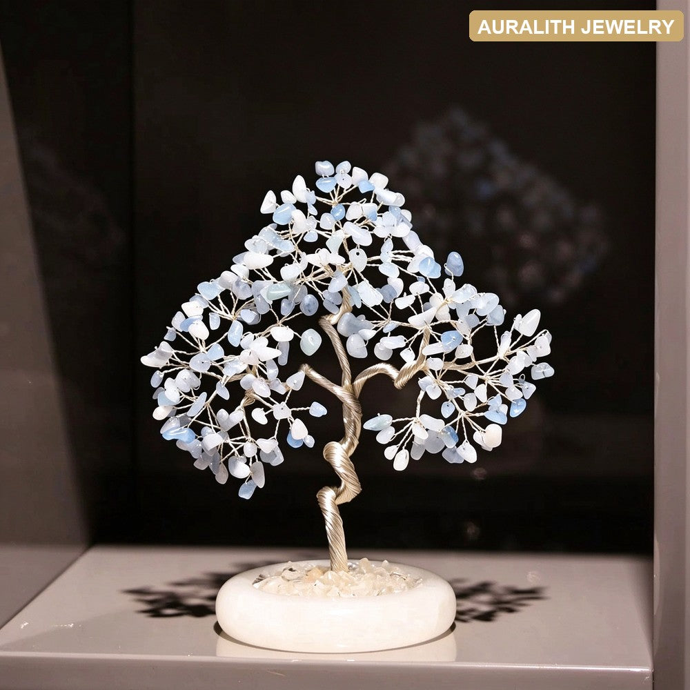 NaturalAquamarineCrystalMoney TreeOfficeEntrywayLiving RoomDecorationCreativeDecorUniqueBirthday Gift