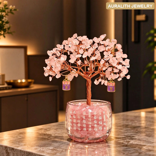 NaturalRose QuartzMoney TreeEntrywayLoveDecorLuxuryDecorationGift forBest FriendBirthday Gift