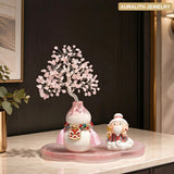 Gourd Rose Quartz Money Tree | Soulmate Love Bedroom Decor